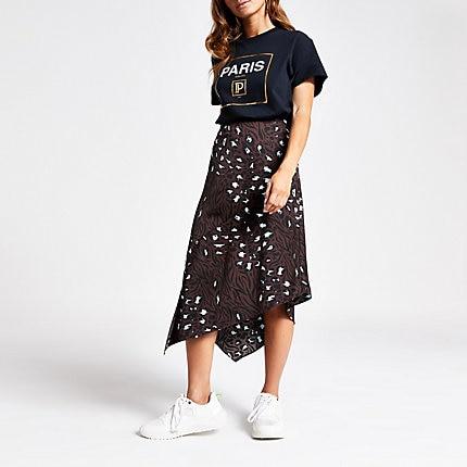 River Island Womens Petite Animal Print Slip Skirt