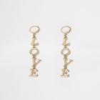 River Island Womens Gold Tone Love Drop Earrings