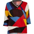 River Island Womens Abstract Print V Neck Top