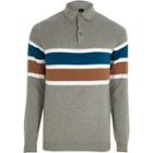 River Island Mens Blocked Slim Fit Knitted Polo Shirt