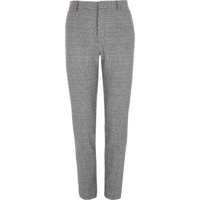 River Island Mens Check Stretch Skinny Fit Smart Trousers