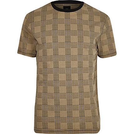 River Island Mens Check Slim Fit T-shirt
