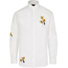 River Island Mens Selected Homme White Floral Embroidered Shirt