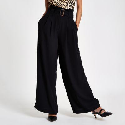 River Island Womens Paperbag Waist Wide Leg Belted Trousers