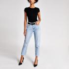 River Island Womens Crew Neck Ribbed T-shirt