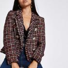 River Island Womens Petite Check Boucle Double Breast Jacket