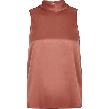 River Island Womens Petite Chiffon Roll Neck Sleeveless Top