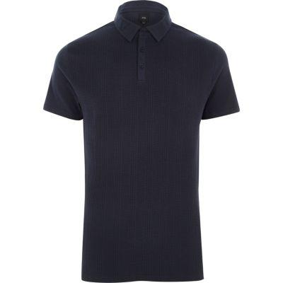 River Island Mens Slim Fit Waffle Block Polo Shirt