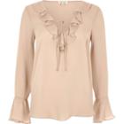 River Island Womens Nude Frill Blouse