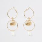 River Island Mens Gold Colour Pearl Drop Interlinked Earrings