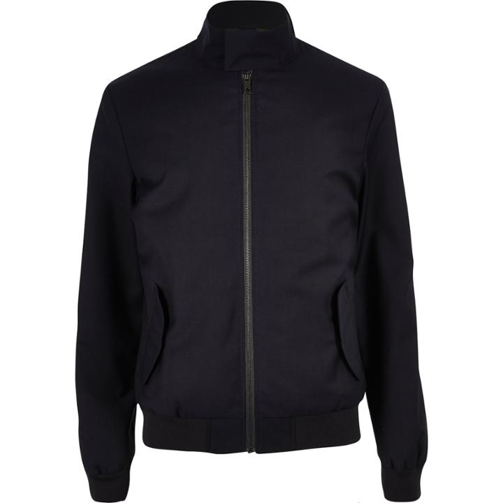 River Island Mensnavy High Neck Bomber Jacket