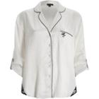 River Island Womens White Dobby Lace Hem Pajama Shirt