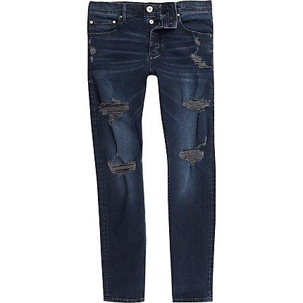 River Island Mens Side Distressed Skinny Jeans