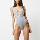 River Island Womens Marl Sporty Branded Cut Out Bodysuit