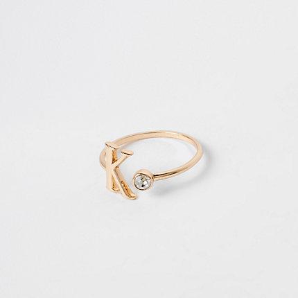 River Island Womens Gold Tone 'k' Initial Ring
