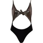 River Island Womens Silver Foil Knot Front High Leg Swimsuit