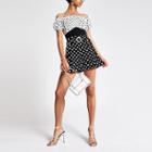 River Island Womens White Spot Bardot Crop Top