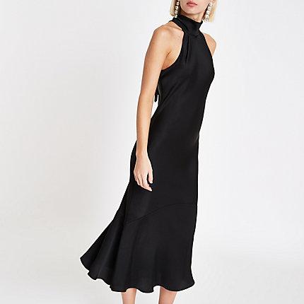 River Island Womens High Neck Frill Hem Maxi Dress