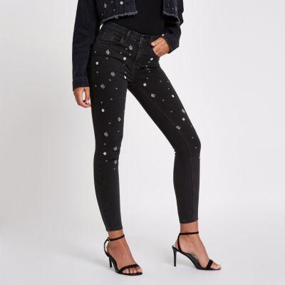 River Island Womens Embellished Amelie Slim Fit Jeans