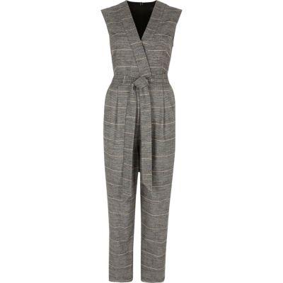 River Island Womens Check Sleeveless Tailored Jumpsuit