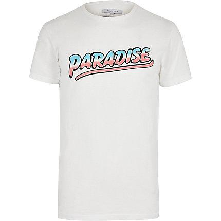 Mens Bellfield White 'paradise' Print T-shirt