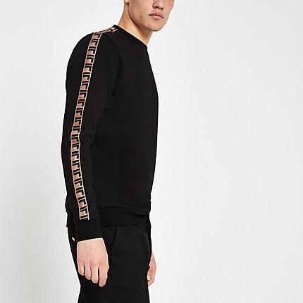 River Island Mens Slim Fit Tape Side Sweatshirt