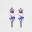 River Island Womens Sequin Disc Cup Chain Stud Drop Earrings