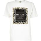 River Island Womens Petite White 'rue Saint' Flock Print T-shirt