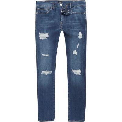 River Island Mens Danny Super Skinny Ripped Jeans