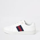 River Island Womens White Side Strip Lace-up Trainers