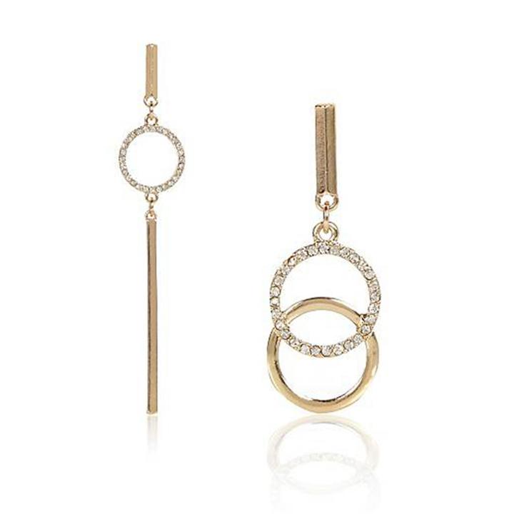 River Island Womens Gold Tone Asymmetric Earrings Set