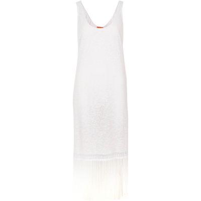 River Island Womens White Burnout Fringe Trimk Dress