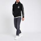 River Island Mens Embroidered Tape Muscle Fit Hoodie
