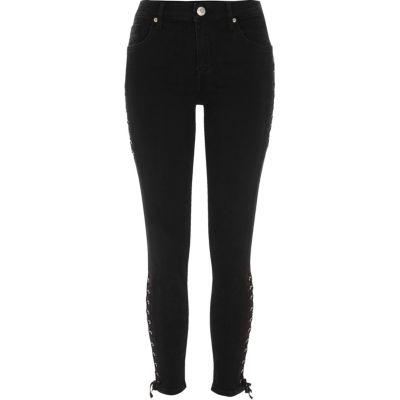 River Island Womens Lace-up Side Amelie Super Skinny Jeans
