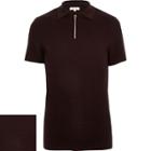 River Island Mens Textured Zip Up Polo Shirt