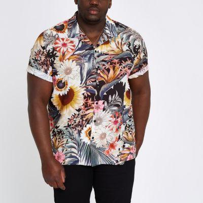 River Island Mens Big And Tall Sunflower Revere Shirt