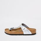 River Island Womens Birkenstock Gizeh Silver Toe Thong Sandals