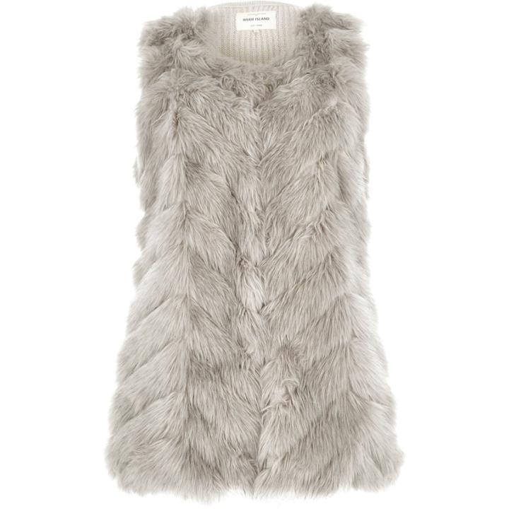 River Island Womens Knit Back Faux Fur Vest