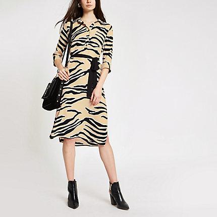 River Island Womens Zebra Print Shirt Dress
