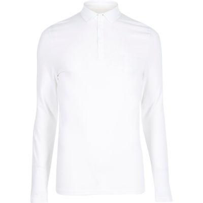 River Island Mens White Muscle Fit Polo Top