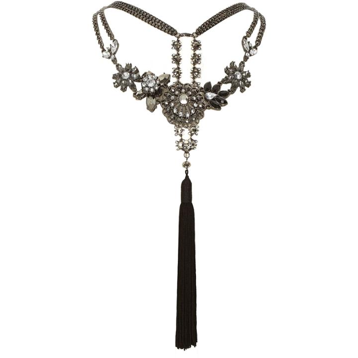 River Island Womens Silver Tone Tassel Front And Back Necklace