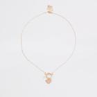 River Island Womens Gold Tone Delicate Heart Bar Necklace