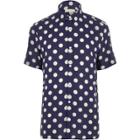 River Island Mensnavy Polka Dot Short Sleeve Shirt