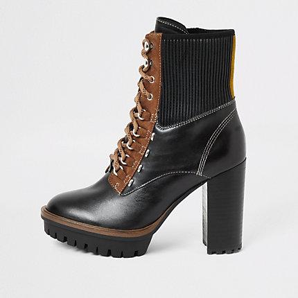 River Island Womens Heeled Lace Up Hiking Boots