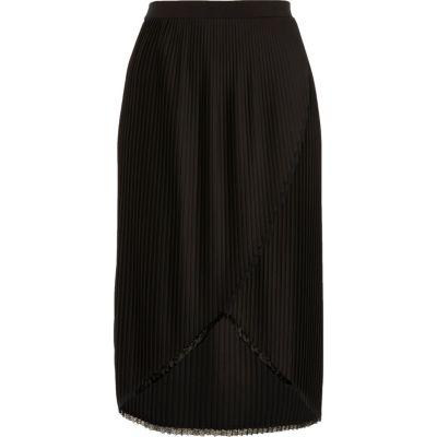 River Island Womens Wrap Front Pleated Midi Skirt