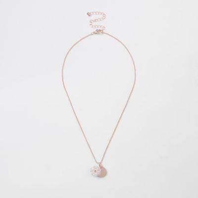 River Island Womens Rose Gold Faceted Coin And Bead Necklace