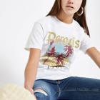 River Island Womens Petite White Palm Tree Sequin Print T-shirt