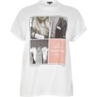 River Island Womens Plus White Embellished Print T-shirt