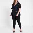 River Island Womens Plus Sequin Embellished Wrap Top