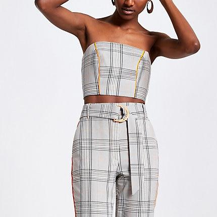 River Island Womens Check Bandeau Crop Top
